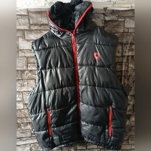 Akademiks Black Puffer Vest with Red Zipper